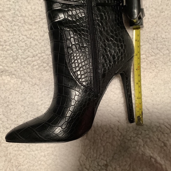 Shoedazzle Sheryl Faux Fur Stiletto Knee-High Heeled Boot - Picture 9 of 13